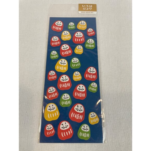 Mind Wave Daruma Japanese Planner Stickers Green Yellow Red - Picture 1 of 3